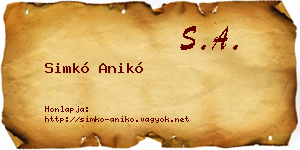 Simkó Anikó névjegykártya